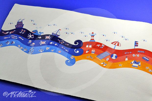 mořská ilustrace – návrh pro interiér
